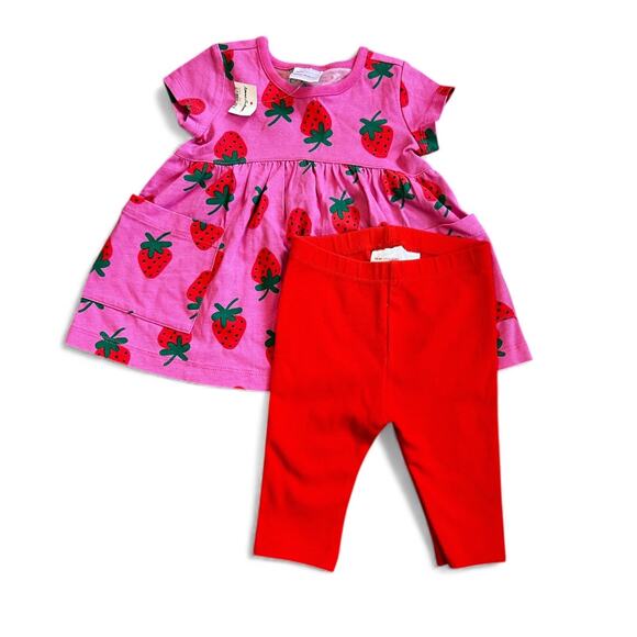 Hanna Andersson Strawberry Dress & Leggings Set (Baby Girl 6-12mo) - Picture 2 of 4